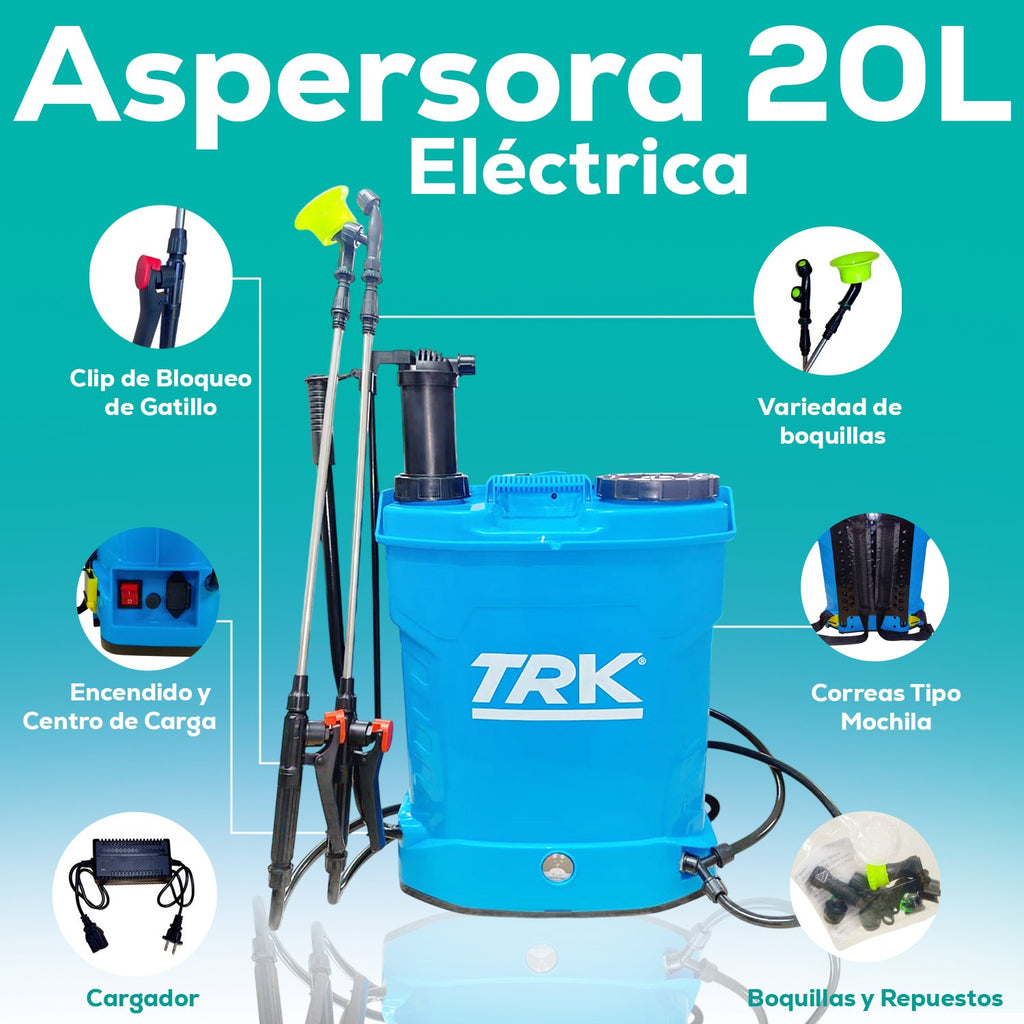 Aspersora Fumigador Eléctrico De Mochila 20 Litros TRK