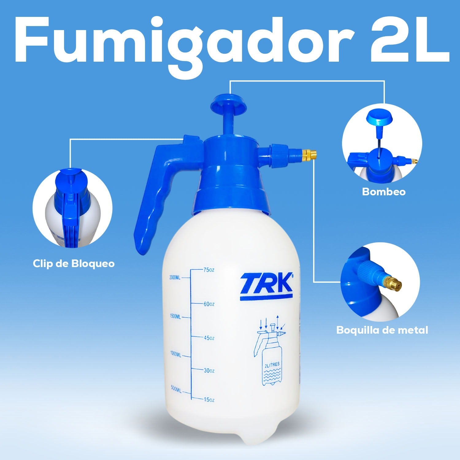 Aspersora Fumigadora Manual Agrícola 2 Litros TRK