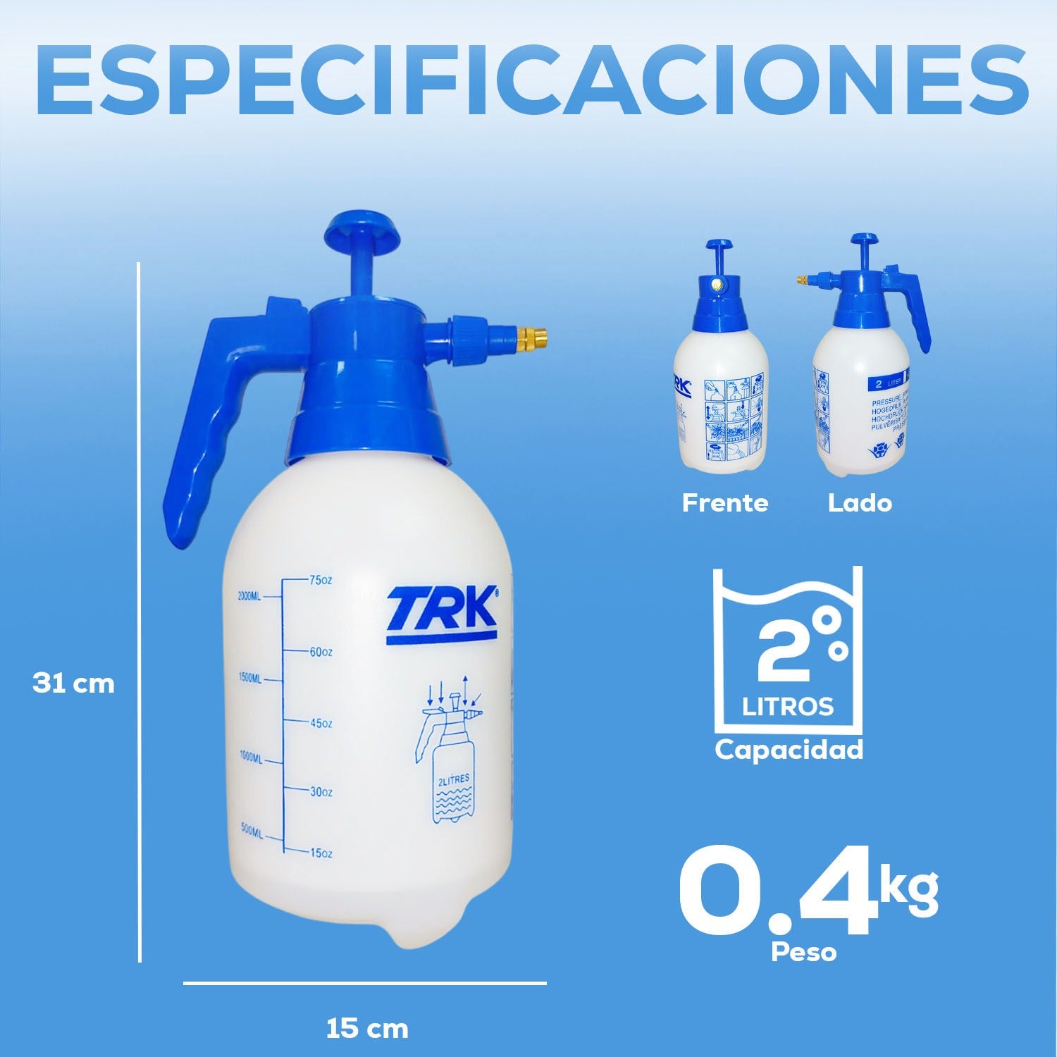 Aspersora Fumigadora Manual Agrícola 2 Litros TRK