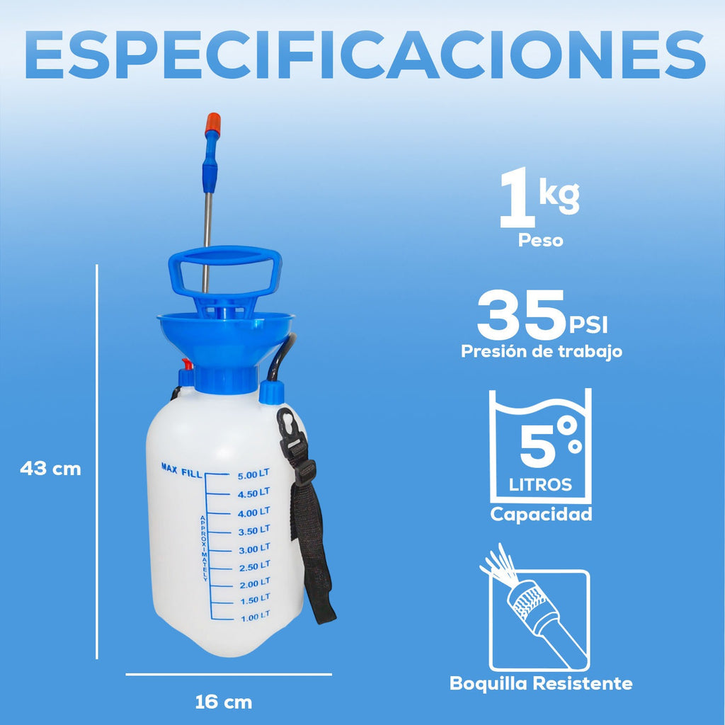 Aspersora Fumigadora Manual Agrícola 5 Litros TRK