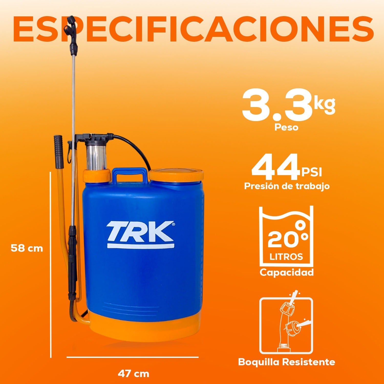 Aspersora Fumigadora Manual De Mochila Azul 20 Litros TRK