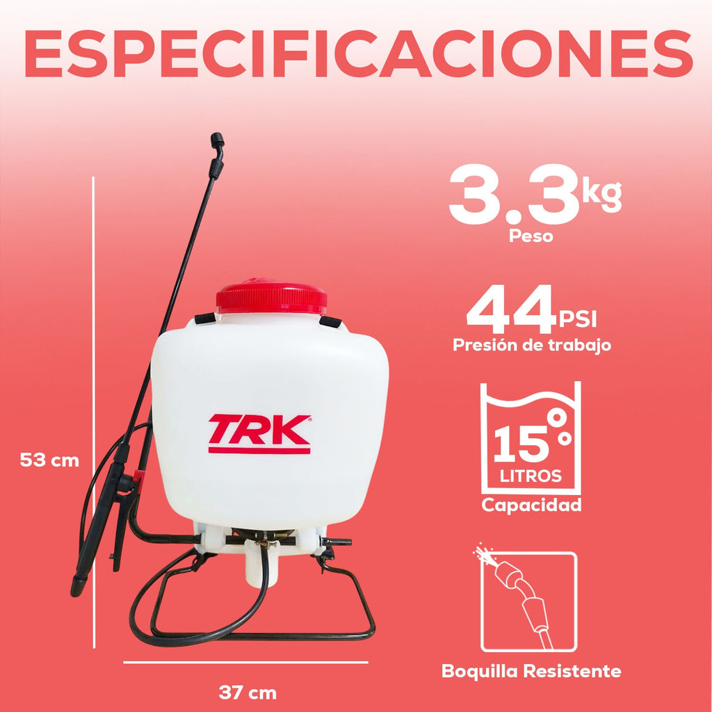 Aspersora Fumigadora Manual De Mochila 15 Litros TRK