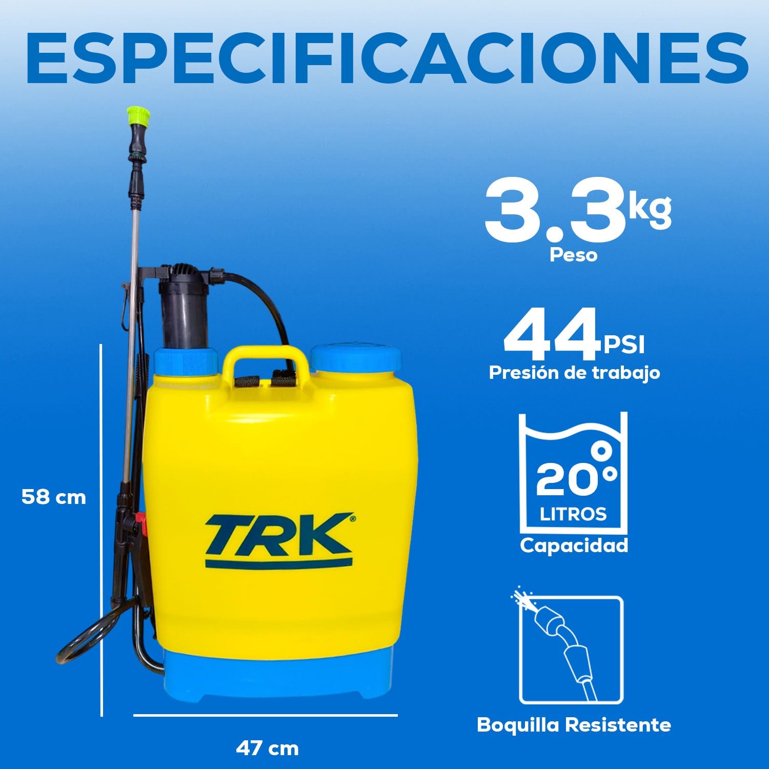 Aspersora Fumigadora Manual Mochila 20 Litros TRK