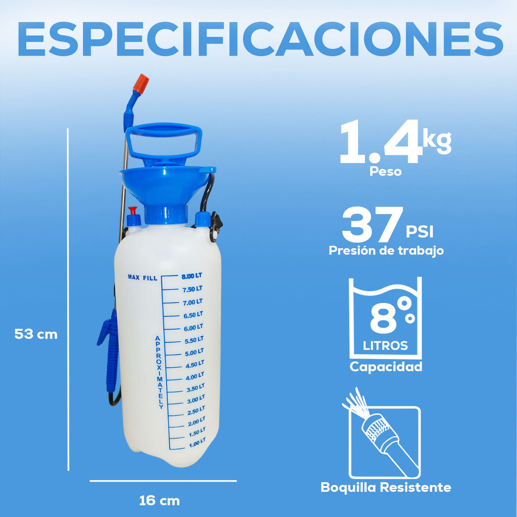 Aspersora Fumigadora Manual Agrícola 8 Litros TRK